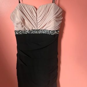 Black and mauve tight fitting dress